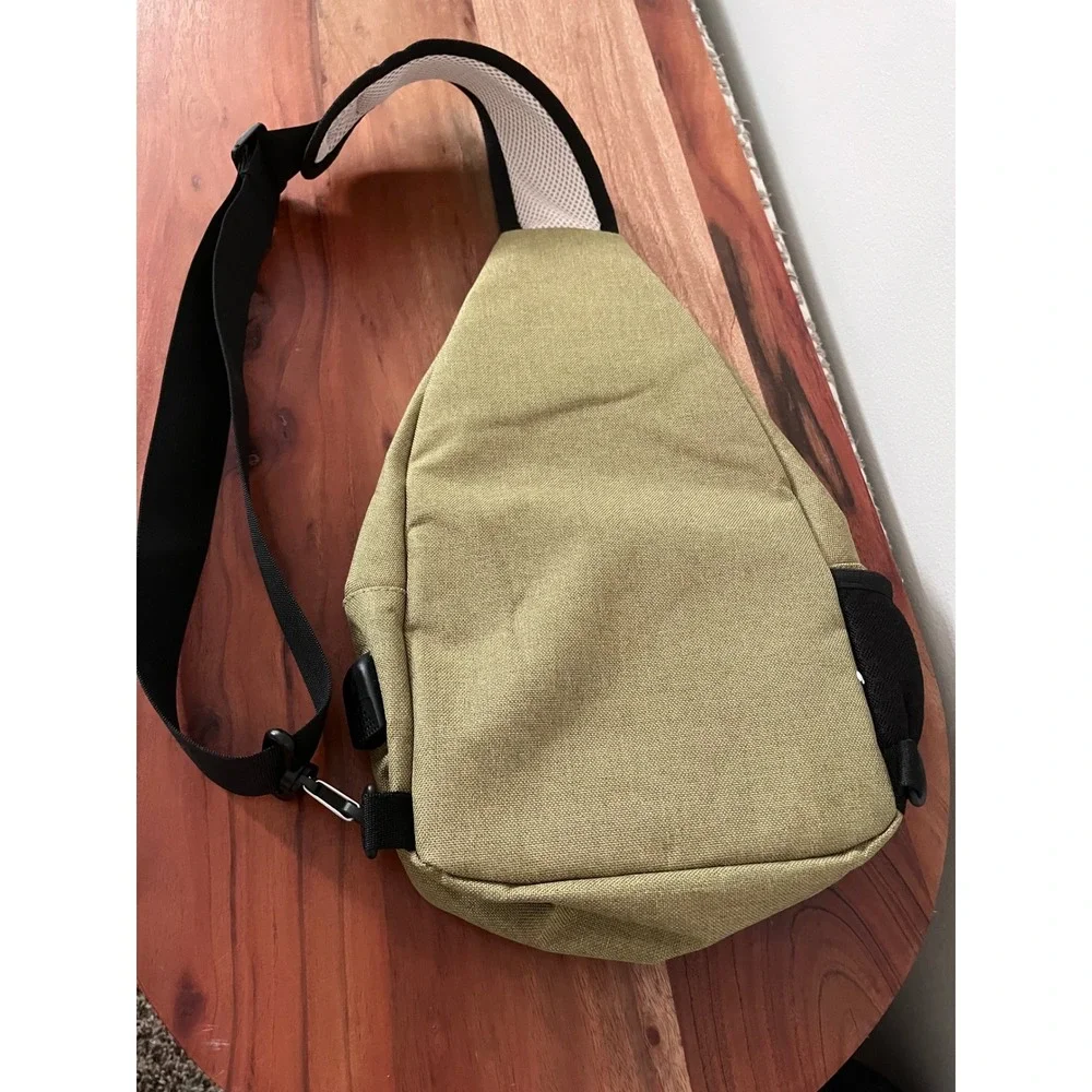 D'yallée Olive Green Sling Bag Crossbody Backpack Canvas Travel Hiking Travel
